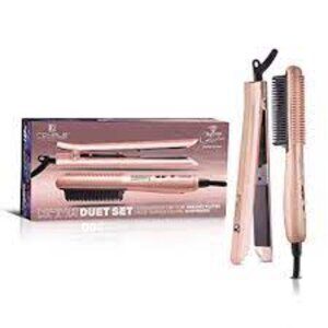 ROYALE DUET SET-STRAGIHTENER 1.25"+MULTI PURPOSE HAIR BRUSH-PURE CERAMIC PLATES